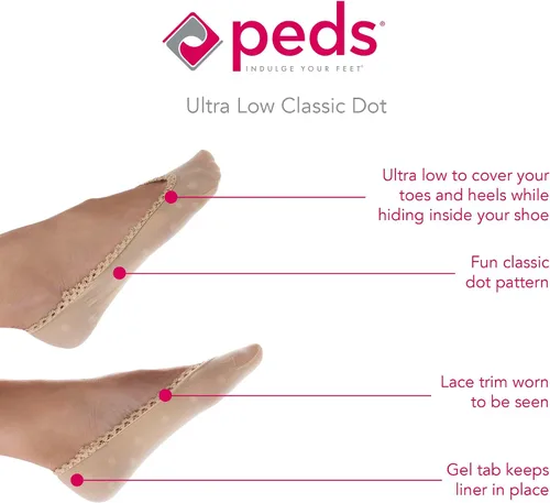Vista 2 de Peds Forro clásico de punto ultra bajo para mujer con pestaña de gel, 6 pares