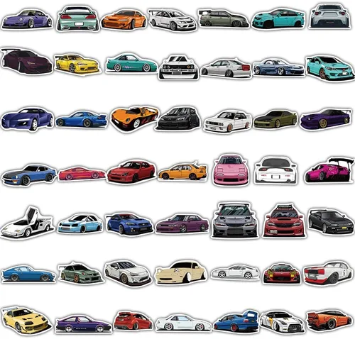 Vista 3 de DULEFUN 100 pegatinas de auto JDM, calcomanías de auto deportivo de carreras de vinilo impermeables para botellas de agua, guitarra, patineta, álbum