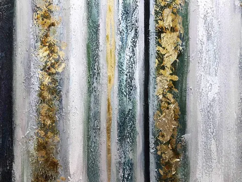 Vista 7 de Boiee Arte, 24 x 48 pulgadas, lámina dorada pintada a mano, líneas minimalistas, arte de pared, pinturas al óleo abstractas neutrales, gris oscuro