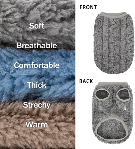 Vista 4 de XPUDAC Paquete de 3 sudaderas para perro, abrigo de invierno para perro con lindos patts, suéter de forro polar elástico para perros pequeños