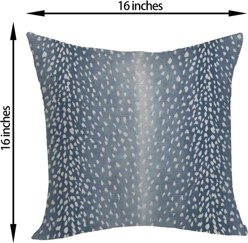 Vista 2 de Fundas de Almohada de Antílope 16x16 Paquete de 2, Fundas de Almohada Decorativas con Estampado de Piel de Animal Azul Marino, Fundas de Almohada