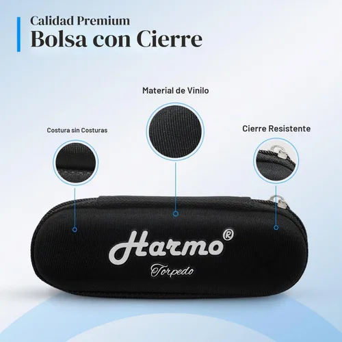 Vista 3 de Harmo nica Case Chromatic Harmonica - Funda negra con cremallera (10 agujeros diatónicos)