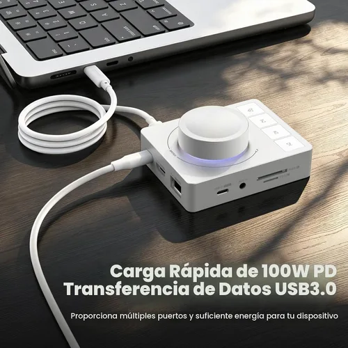 Vista 5 de MOGOOD Knob USB C Hub 9-in-1 Docking Station,Multiport Hub,1 Pack Highy ABS