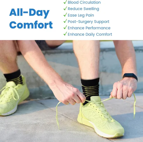 Vista 6 de IRAMY Calcetines de compresión de tobillo Coolmax para mujeres y hombres, calcetines que absorben la humedad, alivio de la fascitis plantar, 3/5
