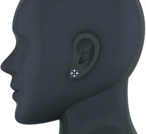 Vista 2 de Aretes de diamante marquesa y corte redondo oro blanco de 14 quilates 0,90 cttw