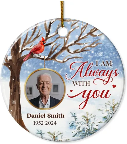 Vista 4 de Adorno conmemorativo personalizado de foto personalizado Cardinal de acrílico para regalo conmemorativo de condolencia de ser querido, recuerdo