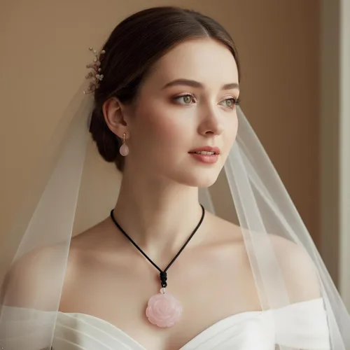 Vista 4 de Rockcloud - Collar con colgante de piedra de cristal natural en forma de flor, tallado a mano, para mujer