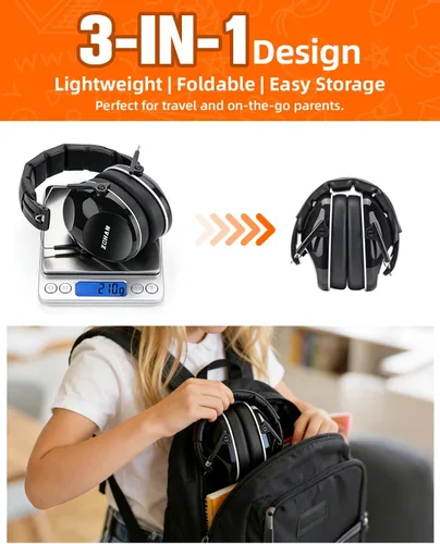 Vista 4 de ZOHAN 032 - Auriculares con cancelación de ruido para niños, 25 dB, NRR, orejeras de protección de oídos para niños, para escuela, Monster Jam