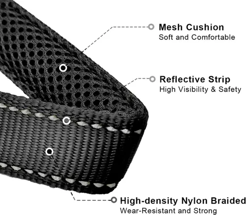 Vista 4 de Collar reflectante para perro, collar de perro con lazo para perros de 20 a 38 libras, collares de nailon con acolchado suave para entrenamiento