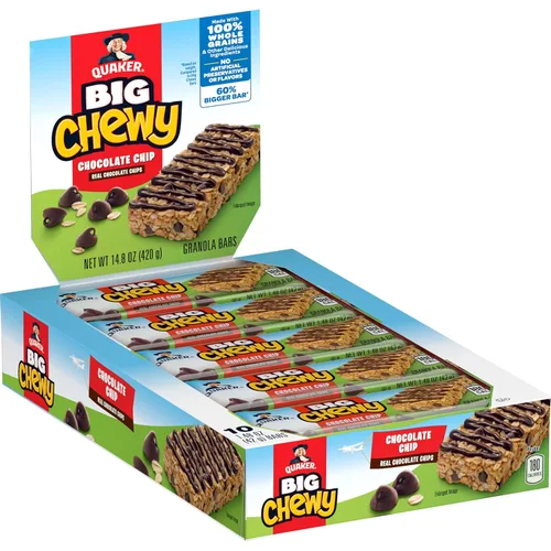 Vista 2 de Quaker Big Chewy, Barras de granola, 60% más grandes, chips de chocolate, (10 unidades)