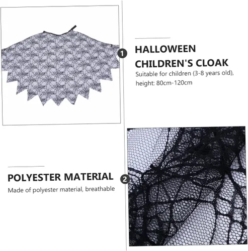 Vista 7 de Holibanna 2pcs Children's Spider Web Cape Fun Cape Sheer Spiderweb Cape Funny Cosplay Dress Gothic Spiderweb Cape