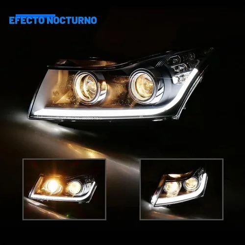 Vista 2 de Ensamble de faros WOLFSTORM Compatible con 2011 2012 2013 2014 2015 Chevy Cruze con luces diurnas LED de proyector, reemplazo de faros 2011-2015