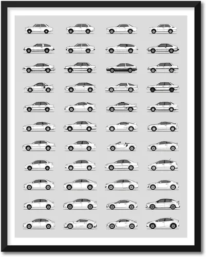 Vista 27 de Idea Network Póster hecho a mano compatible con Toyota Corolla Print Wall Art Decoración hecha a mano del Corolla Sprinter Generations History