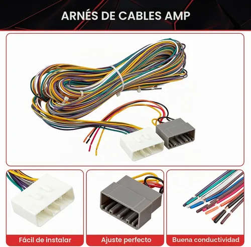 Vista 4 de RED WOLF Arnés de cableado de derivación de amplificador de fábrica para Dodge Ram 2002-2004 OEM AMP, conector de enchufe de cable de alambre