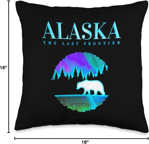 Vista 4 de Alaska - Almohada de oso polar con diseño de oso polar de Alaska, 16.0 x 16.0 in, multicolor