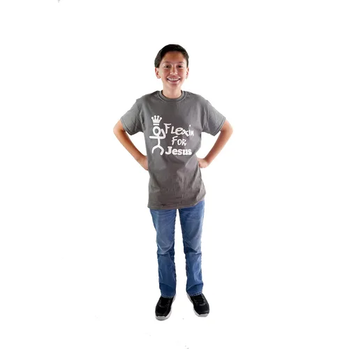 Vista 5 de Youth T-Shirt 100% Cotton Tshirt Flexin for Jesus Casual Cotton Short Sleeve Crew-Neck Graphic Cute Tops Christian Athletic Wear Inspirational