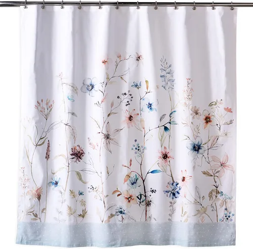 Vista 31 de Maison d' Hermine Cortina de ducha 100% algodón, un panel, 70 x 72 pulgadas, cortinas de ducha de tela lavable para baño, fácil de colgar con 12