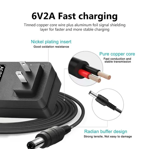 Vista 2 de Fuente de alimentación 6V 2A Adaptador de CA DC 6Volt Adaptador de corriente Cargador DC en 6V Cable de alimentación para elíptica ProForm XP 110