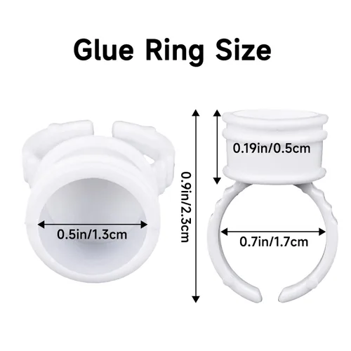 Vista 2 de G2PLUS Anillos de pegamento para extensiones de pestañas, 100 piezas de anillos desechables para pigmentos, soporte de pegamento de pestañas blanco