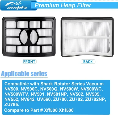 Vista 2 de Leadaybetter Filtro de repuesto para Shark Rotator Pro Lift-Away NV500, NV501, NV502, NV505, NV552, NV642, UV560, ZU780, ZU782, ZU785. Compara