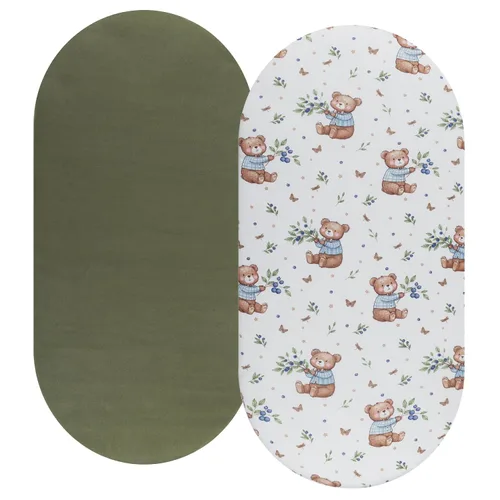 Vista 29 de Juego de sábanas de moisés, paquete de 2 sábanas bajeras ajustadas, elásticas ultra suaves, para colchón de cuna rectangular ovalada de reloj
