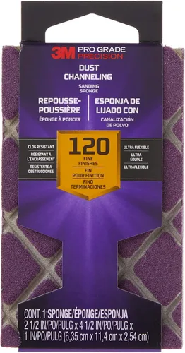 Vista 4 de 3M 2502PGP-120-UF Esponja de lijado ultra flexible de grano 120 de precisión de grado profesional, 4.5 x 2.5 x 1 pulgada