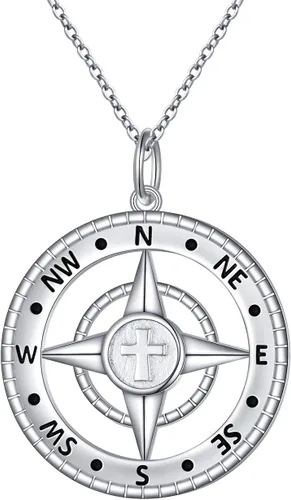 Vista 14 de Alphm Collar con colgante vikingo de plata esterlina S925 para hombres y mujeres, joyería de viaje para graduación, amistad, talismán, joyería