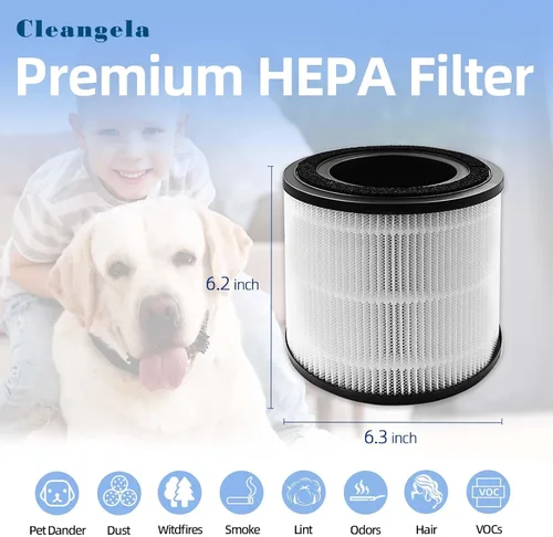 Vista 2 de Filtro de repuesto 3139A compatible con el purificador de aire BISSELL MYair Pro, paquete de 2 filtros de repuesto para purificador de aire 3139B