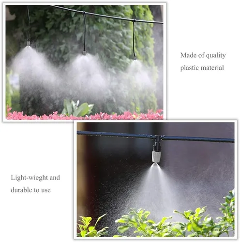 Vista 3 de Boquilla de nebulización de plástico, juntas en T para riego por nebulización, sistema de enfriamiento de flores, riego de jardín en casa, 20