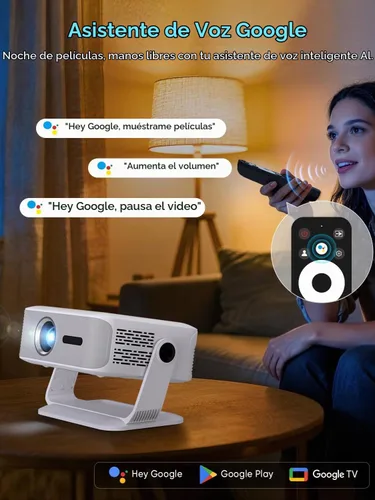 Vista 3 de Wielio Proyector inteligente con Wifi Bluetooth 400 ANSI para Google TV