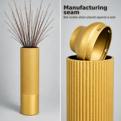 Vista 6 de Leewadee Juego de 2 jarrones grandes de metal para hierba de las pampas Oro envejecido