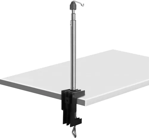 Vista 7 de QWORK Herramienta rotativa, amoladora redonda, soporte telescópico para colgar con abrazadera de mesa, herramienta de soporte de suspensión de eje