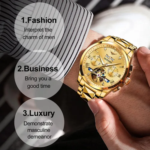 Vista 3 de Relojes de pulsera impermeables automáticos de acero de tungsteno para hombre