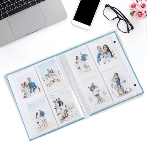 Vista 6 de Polaroid - Álbum de fotos, pequeño libro de imágenes con capacidad para 280 fotos, libro de recuerdos azul para imágenes de 2 x 3 pulgadas, álbum