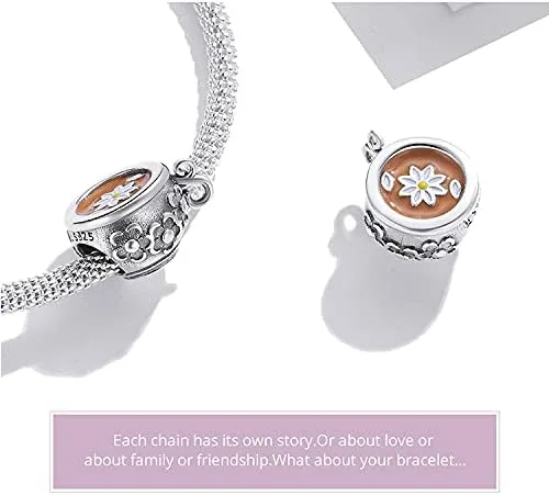 Vista 5 de Pulseras de cuentas de tetera para mujer, plata esterlina, cristal azul, circón, cuentas de taza de té para pulseras o collares