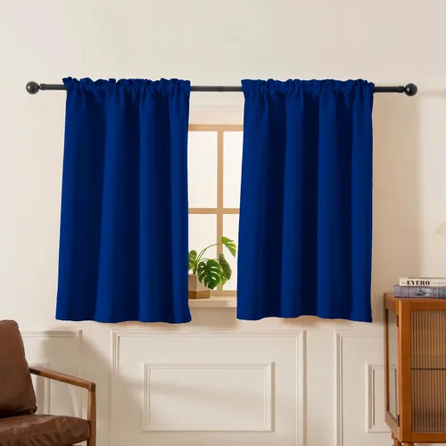 Vista 25 de Pickluc Cortina opaca de cocina de 20 pulgadas de largo, con bolsillo para barra, cortinas para ventanas pequeñas en sala de estar, sótano Beige