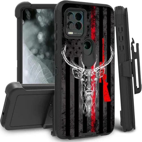 Vista 30 de Funda para Motorola Edge 2021 / Moto Edge 5G UW, protección resistente de 3 capas híbridas a prueba de golpes con funda de clip para cinturón
