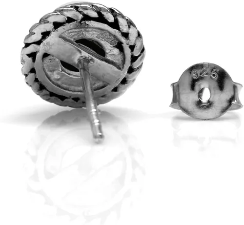 Vista 3 de Silvershake Pendientes de cuerda de plata de ley 925 de 0.236in naturales o creadas de forma redonda para mujer