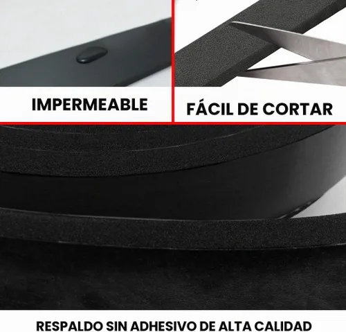 Vista 3 de Rollo de tira de espuma de neopreno de Dualplex, 3" de ancho x 10' de largo x 1/4" de espesor, tira de sellado climático de alta densidad – Rollo