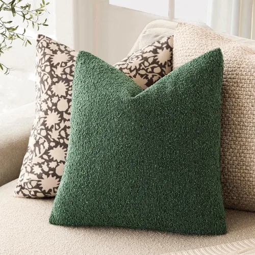Vista 5 de Foindtower Fundas de almohada decorativas con textura de boucle, fundas de almohada sólidas, neutrales, suaves y acogedoras para silla, sofá