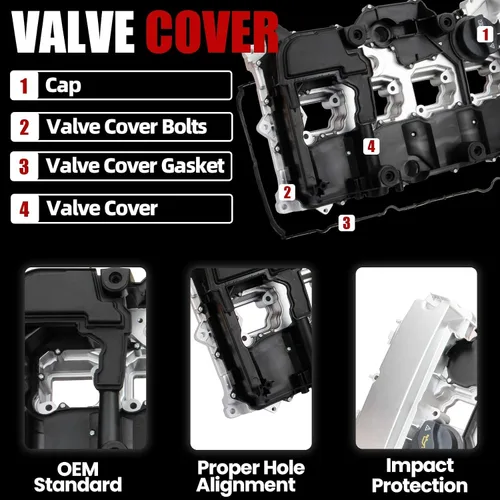 Vista 3 de MITZONE - Cubierta de válvula de motor de aluminio compatible con Mercedes Benz 1.8L Para Mercedes Benz C180 C200 E200 E250 SLK200 C250 C250