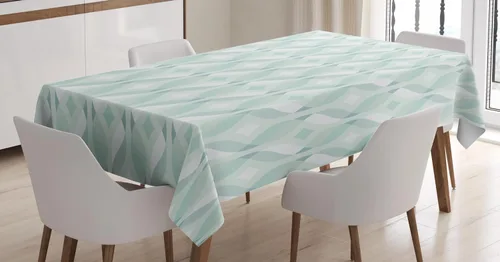 Vista 4 de Ambesonne Mantel de espuma de mar, líneas enredadas con patrón de rombos composición geométrica simétrica, mantel rectangular para decoración