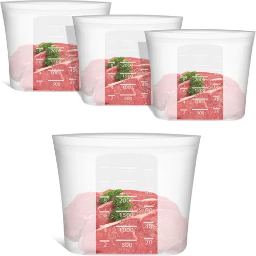 Vista 9 de Bolsas de Alimentos Reutilizables, Paquete de 12 Bolsas de Almacenamiento de Alimentos 100% Silicona que se Mantienen de Pie con Cierre Hermético
