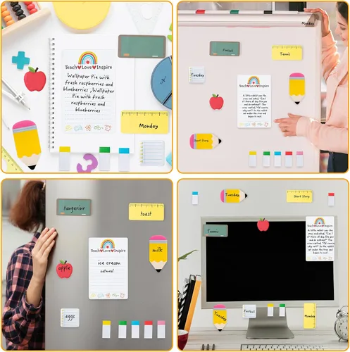 Vista 6 de Xqumoi Juego de 2 notas adhesivas Teaching is A Work of Heart, lápiz de pizarra, Apple, blocs de notas autoadhesivas para el profesor, escritura