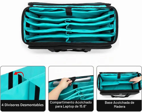 Vista 2 de LoDrid - Bolsa grande para archivos de cables con parte inferior acolchada para equipos de música, color negro