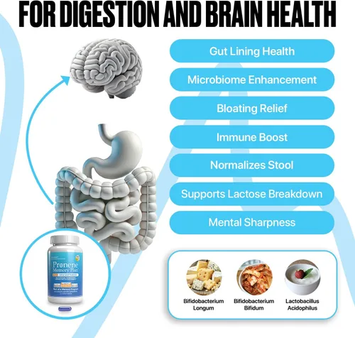Vista 5 de Pronene Memory Plan Probiótico avanzado Lactobacillus, Bifidobacterium bifidum, Bifidobacterium longum Apoya la inmunidad, microbioma, eje
