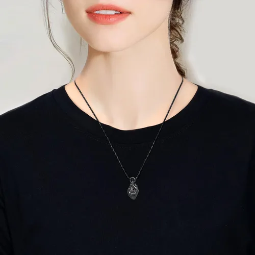 Vista 24 de Imrsanl Collar con colgante de joyería de cremación para cenizas – Collar anatómico de urna de corazón para cenizas – Medallones conmemorativos