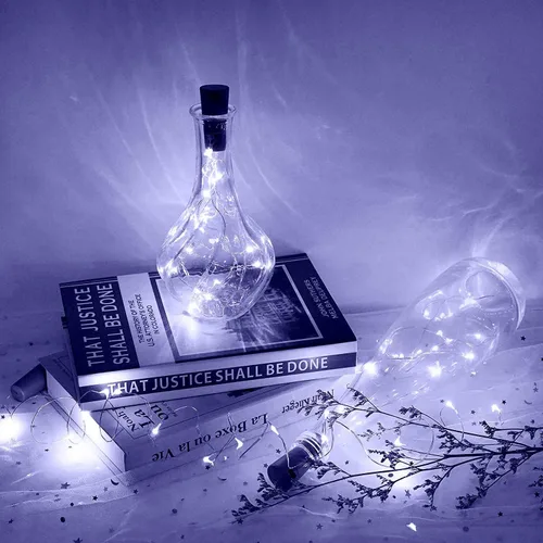 Vista 9 de VOOKRY Luces para botellas de vino con 20 luces LED de corcho, funciona con pilas, mini luces de alambre de cobre para botellas de bricolaje