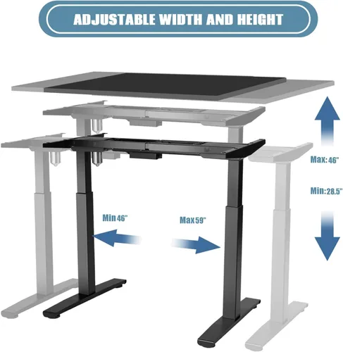 Vista 7 de POWERSTONE Escritorio eléctrico de pie de altura ajustable, 55 x 27.5 pulgadas, escritorio para computadora con tablero de empalme y estación