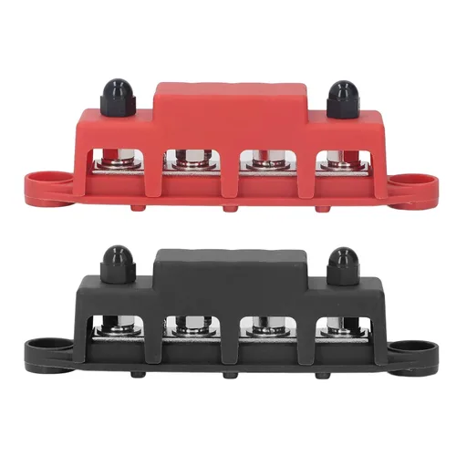 Vista 6 de 2 unids M8 250A Tornillo Terminal Bus Bar Distribución de Energía Bloque ABS Aleación de Zinc DC 48V 4 Terminal Automotriz